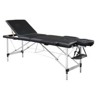 Table de massage en Aluminium Pliante 3 Zones 185 x 60 x 81cm Noir 