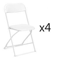 4 pièces chaise en plastique blanc, jardin, conférence, fête, mariage, pliable