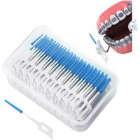 100 Pièces Brossettes Interdentaires Pour nettoyer Les Dents,Bâtons de Fil Dentaire,Brosse de Nettoyage Dentaire,(Bleu)