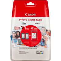 Canon PG-545XL/CL-546XL Cartouche Noire + Couleur XL + Pack de 50 feuilles papier photo PP-201 10x15cm (Emballage plastique)