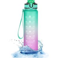 Gourde de sport- 1 litre - Sans BPA - Anti-fuite - Avec paille - Ouverture en un clic - Pour le sport, l'eau, le vélo