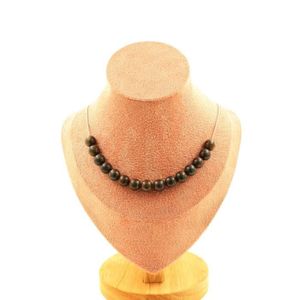 COLLIER Pierres et Minéraux. Collier 15 perles Bronzite 8 mm. Chaine en acier inoxydable Collier femmes, hommes. Taille personnalisable.