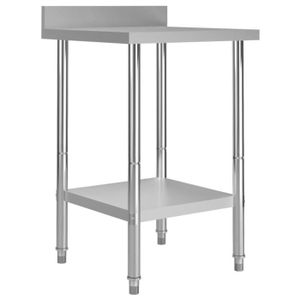 PLAN DE TRAVAIL Plus Moderne© Table de travail de cuisine avec dosseret 60x60x93 cm Inox bonboutique®YJQMVM®