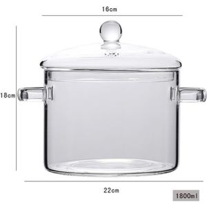 Marmite En Verre Transparent Résistante à La Chaleur - 1350 Ml, Idéale Pour Soupes Et Plats Maison