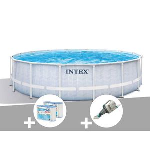 PISCINE Kit piscine tubulaire Intex Chevron ronde 4,88 x 1