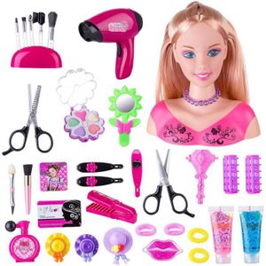 COIFFEUR - ESTHÉTIQUE Toy coiffeur,35pcs--Poupée de maquillage demi corps pour filles, jouet de coiffure, tête de Mannequin avec ensemble de cosmétiques,