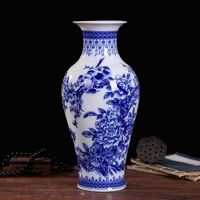 Porcelaine Bleue Et Blanche Vase,Chinois Glaçure Vase En Céramique,Main-peint Décoratifs Vases De Fleur Grand Vase Pour Le - Cdiscount Maison