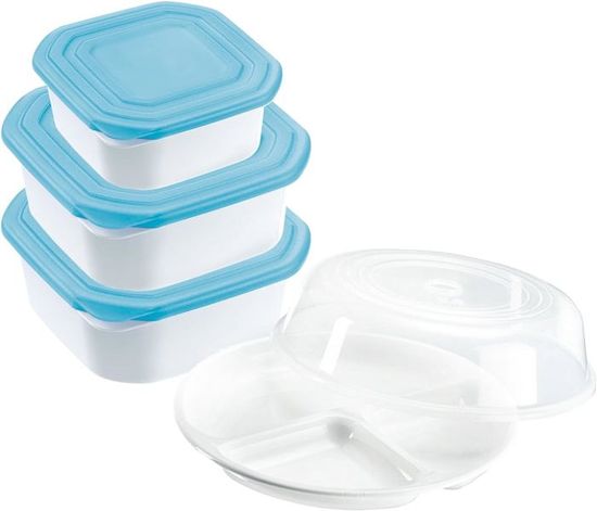 Set De 3 Boîtes De Conservation Emsa Clip & Close - 1 L Et 2,30 L, Couleur Azur, Rangement Hermétique