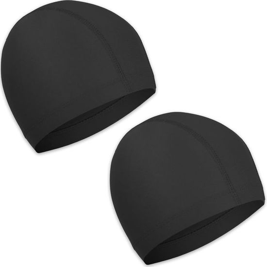 Lot De 4 Bonnets De Bain Élastiques BLPRKOT - Bonnet Natation Polyester Confortable Pour Enfant, Femme Et Homme (Noir, Bleu, Rose, Rouge)