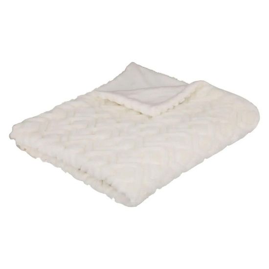 Plaid Sweat à Capuche En Flanelle Teddy Blanc - Taille Unique, Dimensions 70x106 Cm - Doux Et Chaud