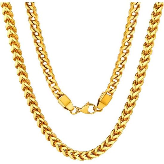 Chaîne Figaro Acier Inoxydable 316L - Homme/femme - Or/argent/noir - Largeur 6mm, Longueur 35 à 76 Cm - Coffret Cadeau