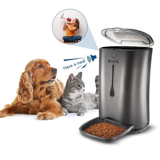 Pet U Distributeur Croquettes Pour Chats Et Chiens Gamelle Automatique Alimentation Animaux Reservoir 7l Cdiscount
