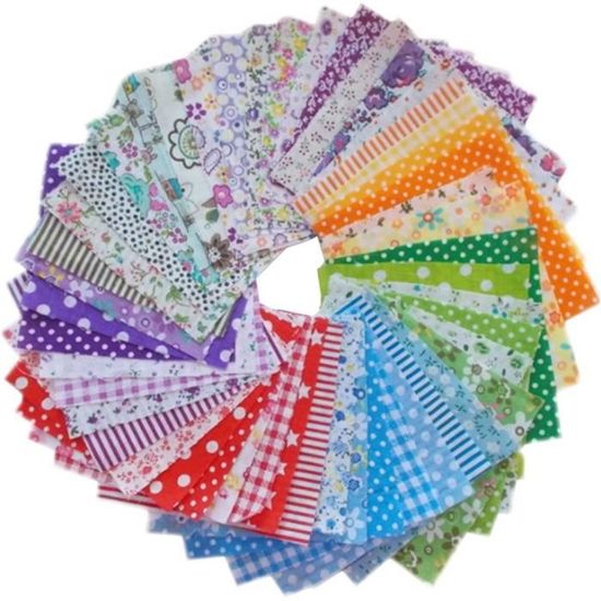 Lot de 50 PCS Coupon en Coton Tissu Multicolore Patchwork Tissu à ...