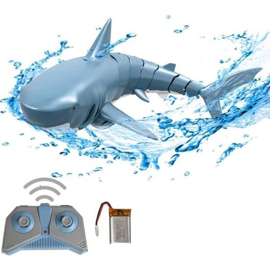 Luckits Requin Telecommandé, Télécommandé Requin Bateau Jouet RC Re Simulation Shark Speedboat Jouet De Piscine Deau Re Amz B