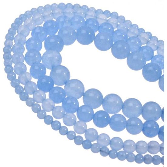 Lot De 6 Perles En Pierre Naturelle Calcédoine - Diamètre 6 Mm, Neuf
