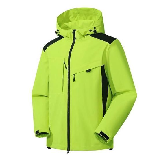 Veste Homme Imperméable Avec Capuche Amovible - Blouson Randonnée Coupe-Vent Trekking Automne Hiver Poches Zippées