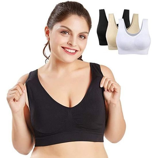 Lot De 3 Brassières Sans Armatures – Sport, Yoga, Quotidien – Col V, Douces, Respirantes, Push-up Léger