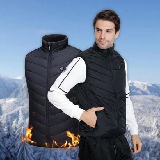 Gilet chauffant grande taille pour hommes et femmes double controle 4 gilet chauffant veste chauffante gilet chauffant d hiver Bleu Bleu Cdiscount Pret a Porter