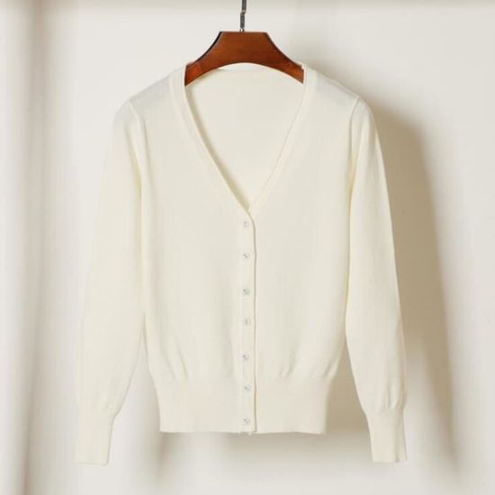 Gilet Cardigan Femme Tricoté Grand-Mère - Manteau Tricot Torsadé Col Rond Confortable Pour Saison Froide