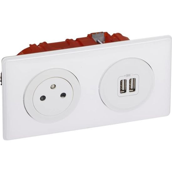 FITAGS Lot De 2 Prises Murales, Prise Electrique Murale Avec Double USB 16a Prise Encastrable Avec 2 Ports De Usb 90006236
