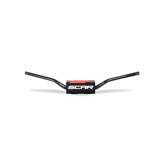 Guidon Motocross SCAR O² 28mm (1 1/8") - Style Carmichael, Aluminium 7050 T6, Largeur 802 Mm, Mousse Incluse