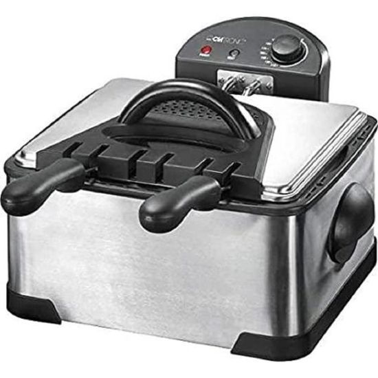 Friteuse Electrique avec Huile 2.5L 1000W - Mini Friteuse Électrique en Acier Inoxydable pour 2 Personnes avec Contrôle de Température et Poignée de