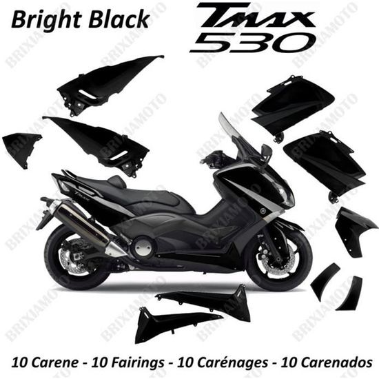 Kit carénage TNT pour scooter Yamaha 530 Tmax 2012 à  2016 noir 10 pièces