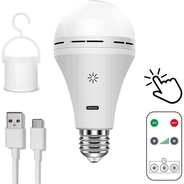USB C Ampoule Rechargeable Avec 12W LED Ampoules Batterie