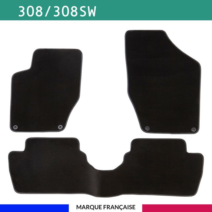 Tapis de voiture - Sur Mesure pour 308 / 308SW (2007 - 2013) - 3 pièces - Tapis de sol antidérapant pour automobile