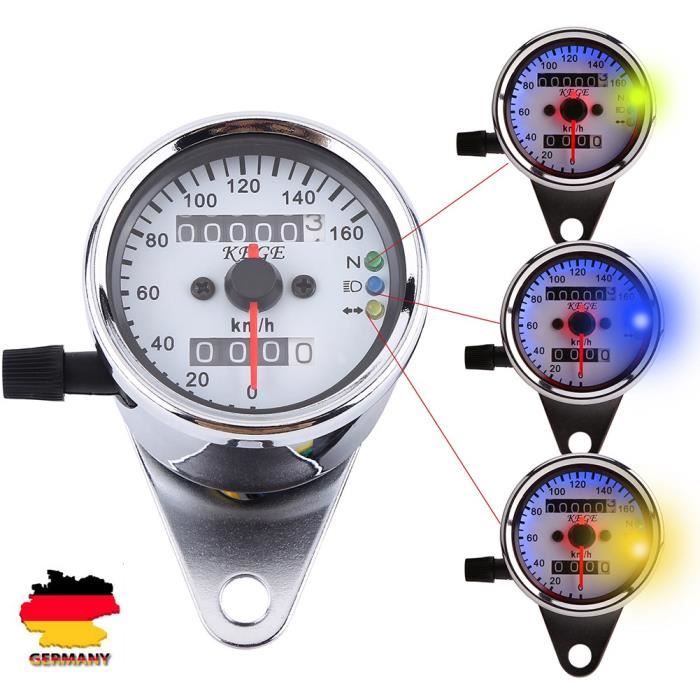 Moto Universel Double Compteur Kilométrique Jauge De Vitesse Odomètre signal de lecture KM / H LED 12V argent