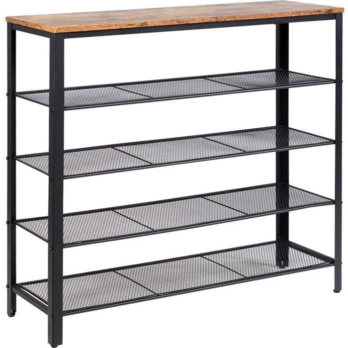 COSTWAY Etagère de Chaussure à 5 Etages, Design Industriel en Cadre Métallique, Idéal pour l’Entrée, la Chambre, le Salon