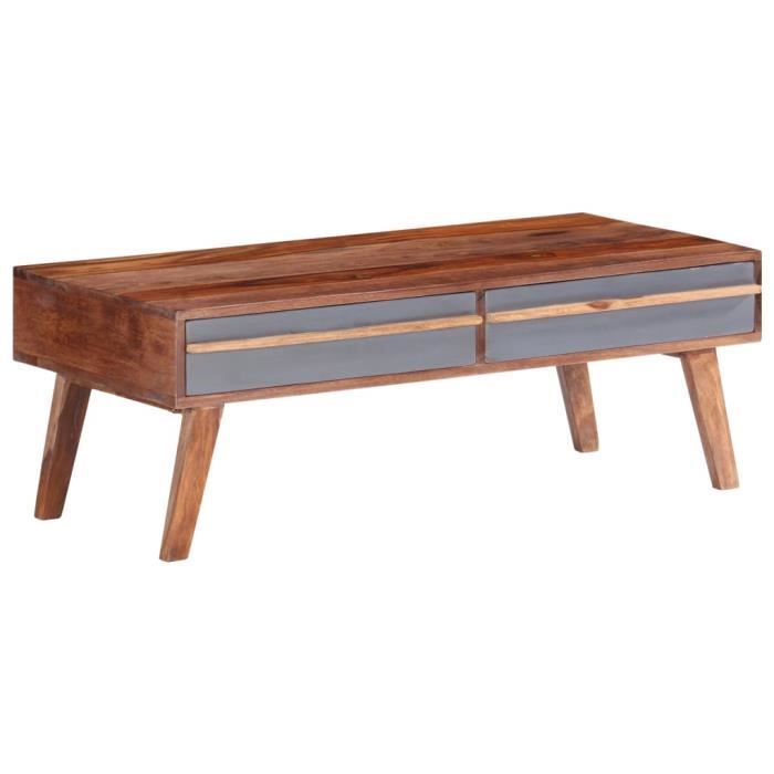 COCO Table basse Gris 110x50x40 cm Bois massif