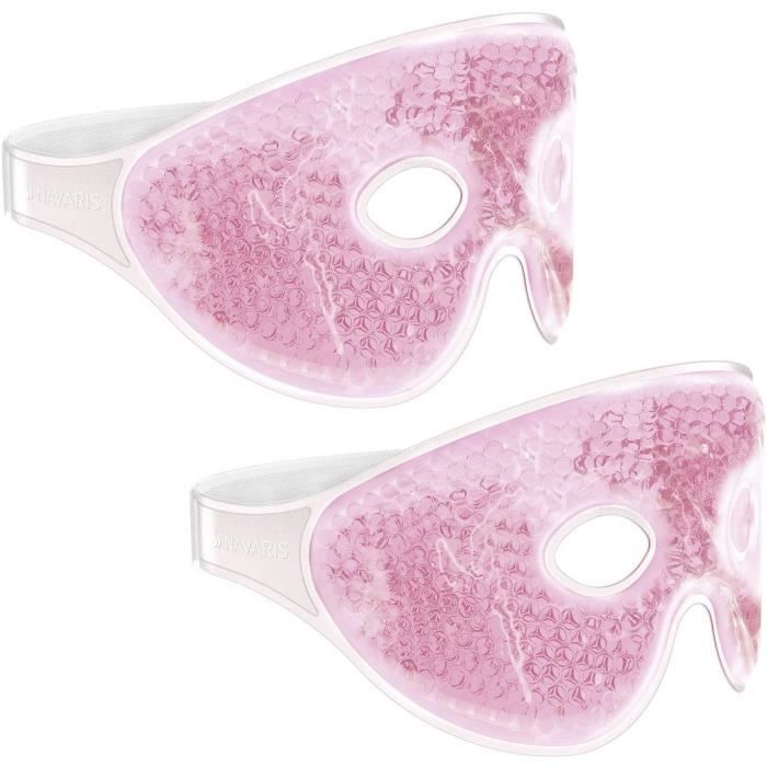 Navaris 2x Masque Gel pour les Yeux - Poche de Relaxation Chaud et Froid avec Billes de Gel - Masque Visage Relaxant et Apaisant Ant