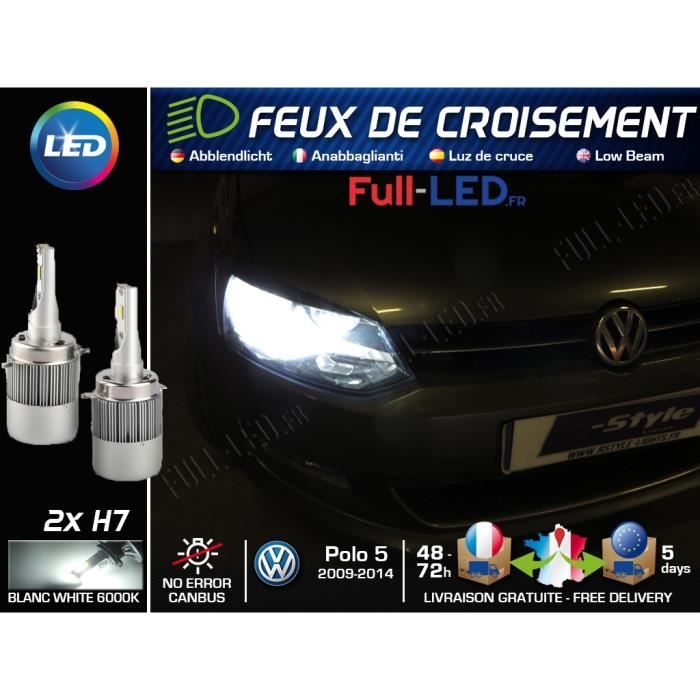 Ampoules LED H7 - Spécial Volkswagen Polo 5 (6R) - Feux de croisement