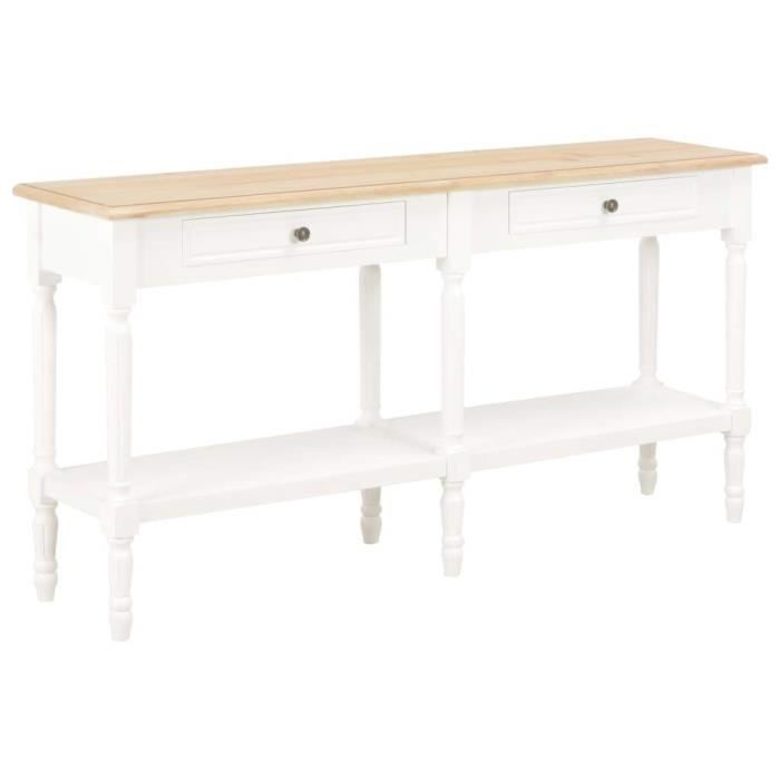 Buffet bahut armoire console meuble de rangement blanc et marron 150 cm bois massif 4402207