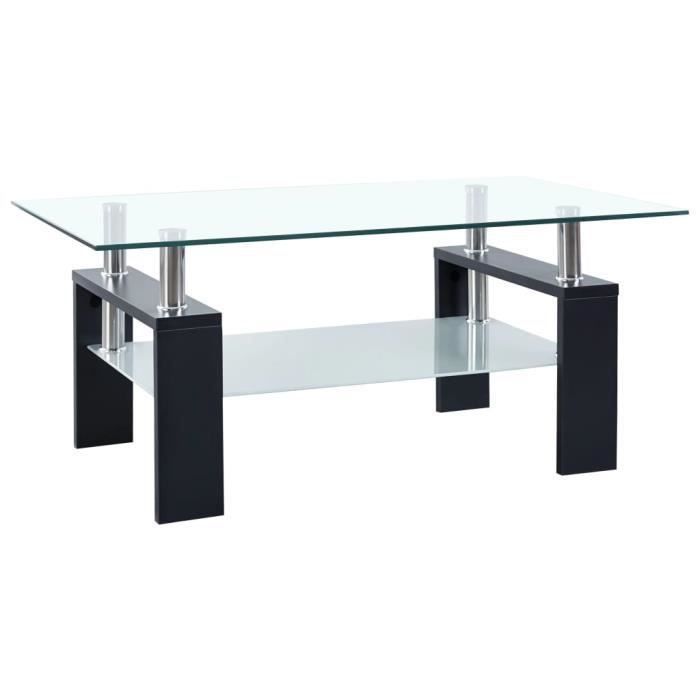 Table basse Moderne Table de Salon scandinave Table bass Style contemporain - Noir 95x55x40 cm Verre trempé