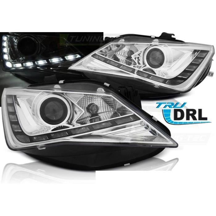 Paire de feux phares Seat Ibiza 6J 12-15 Daylight led DRL chrome-27361784