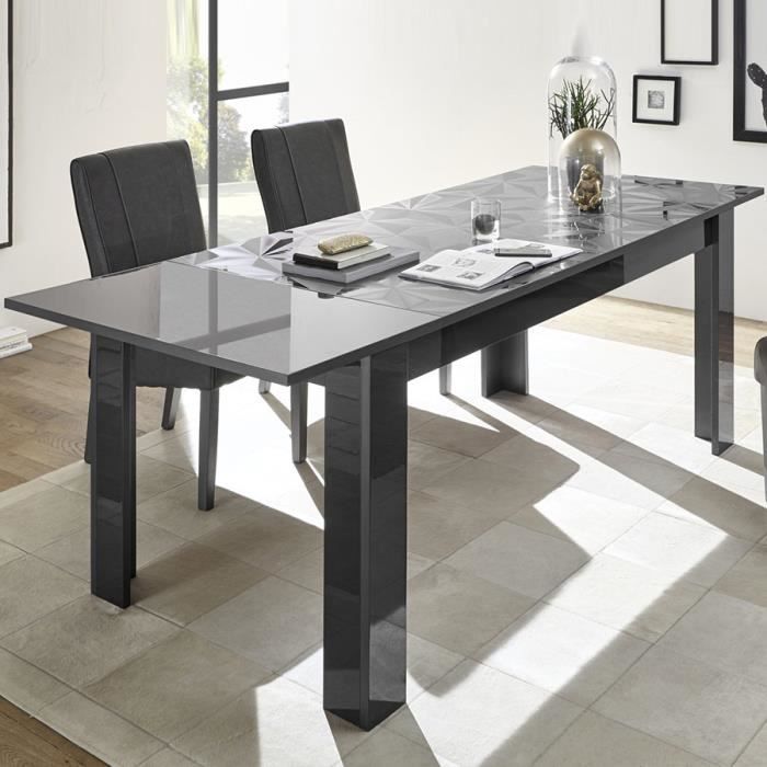 Table extensible 180 gris laqué design NINO 2 L 228 x P 90 x H 79 cm Gris