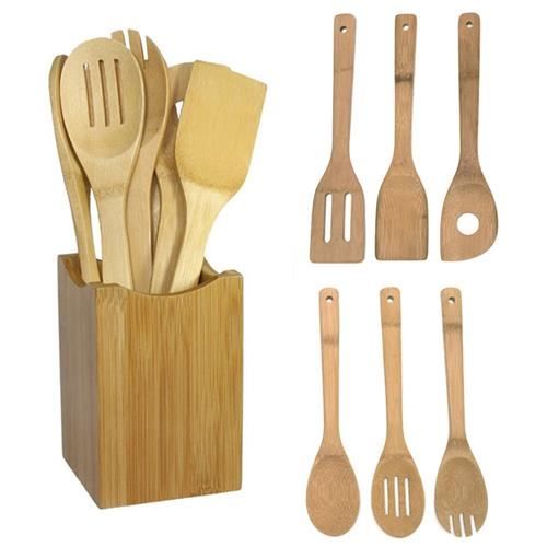 Spatule en bambou outil de cuisine - Cuillère en bois, ustensile de cuisine, ensemble de mélange sans boît - Modèle: - WMCFGJA14173