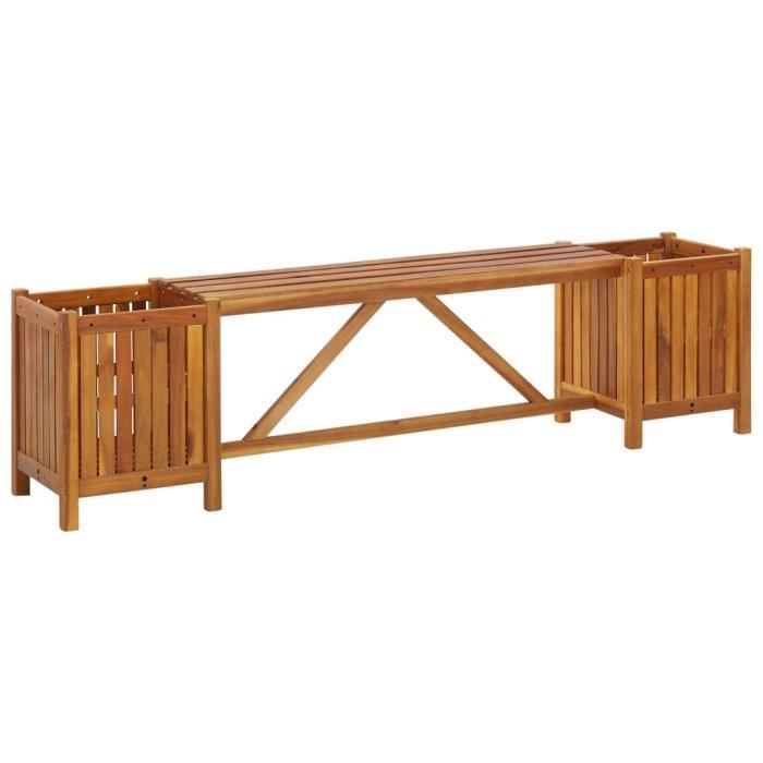 Banc de Jardin 2-3 Places Style Contemporain Banquette Extérieur avec 2 jardinières 150x30x40 cm Bois d'acacia