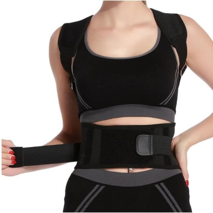 CEINTURE LOMBAIRE,Orthèse correcteur de Posture réglable ceinture de soutien d'épaule pour hommes femmes accolades - Type Black-S #A