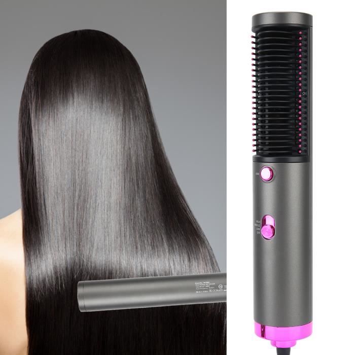 Lisseur Peigne, Brosse Sèche-Cheveux Multi-Fonction Peigne À Air Chaud Température Réglable Brosse Lissante À Cheveux EU Plug