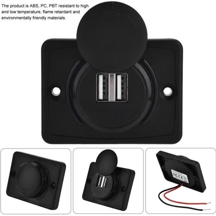 Prise USB de voiture, chargeur USB 12-24V 3.1A, prise de port USB, pour voiture de camping-car