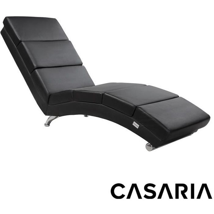 Casaria - Méridienne « London » • Fauteuil de Relaxation • Chaise Longue d’intérieur • Ergonomique - Pieds chromés - Noir