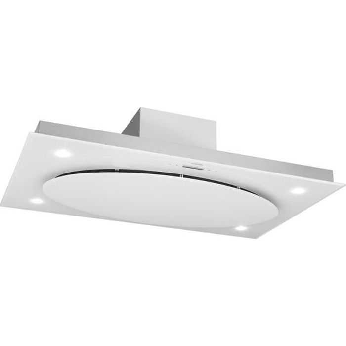 Klarstein Secret Service Hotte de cuisine aspirante décorative design îlot - 3 puissances - Télécommande - 800m³/h - 220W - Blanc