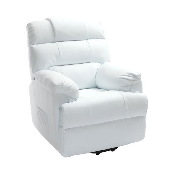 Fauteuil relax électrique releveur blanc PHOEBE