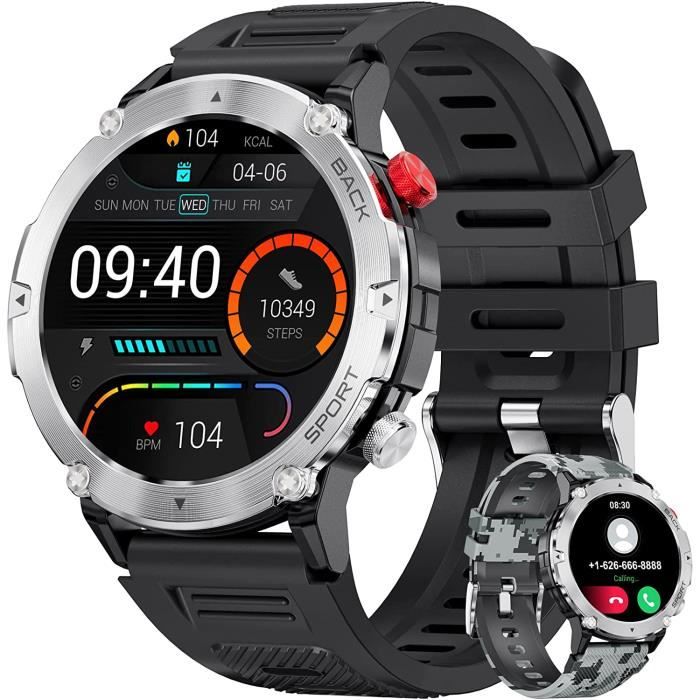 LIGE Montre Connectée Homme, Smartwatch Qualité Militaire avec Appel Bluetooth, Fréquence Cardiaque Tension Artérielle Sommeil, IP68