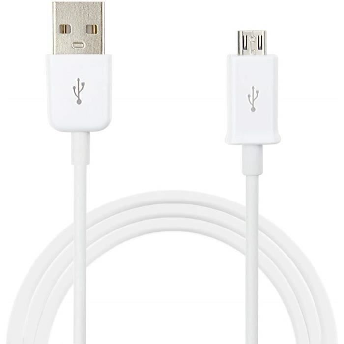 Câble Micro USB de recharge et de Transfert pour HUAWEI P SMART PLUS 2019 ( 1 mètre - Blanc )