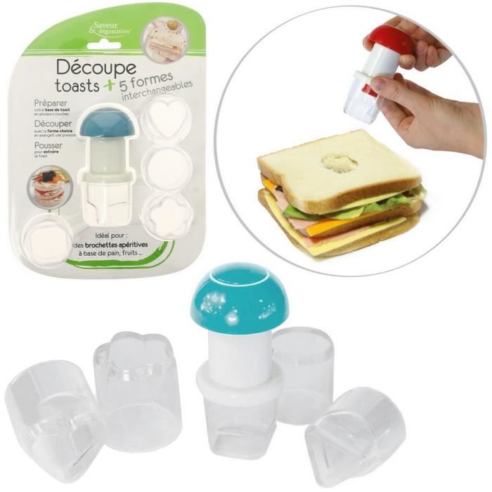 Découpe Toast Emporte Pièce Poussoir Spécial Cuisine Apéro Brochette Avec 5 Formes.