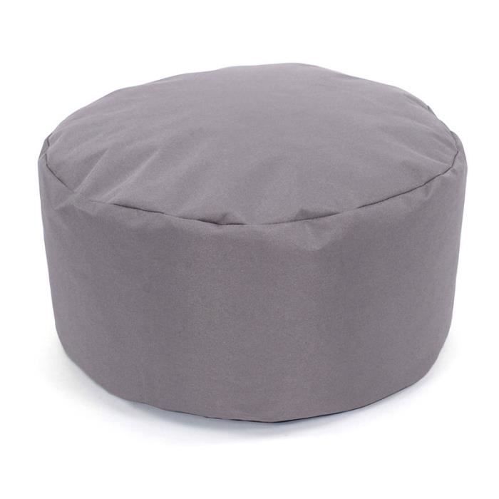 Pouf à tout ROND Intérieur-Extérieur (Diam. 40x20cm) Gris brume